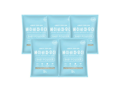 고양이 천연 벤토나이트 모래 베이비파우더 5L 5P